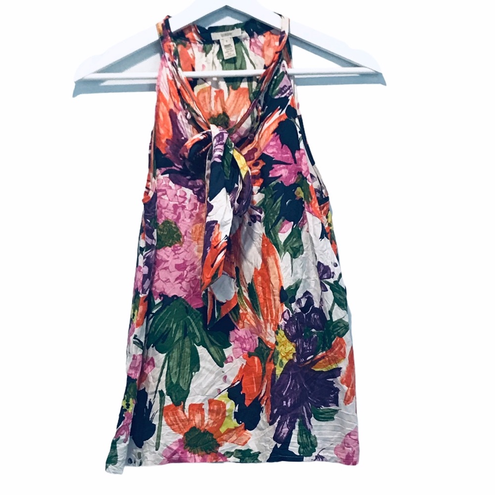 J.Crew Silk Garden Floral Bow Tank Top Sz 2